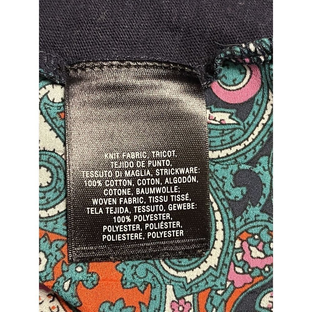 Navy Blue Women's Top with Paisley Accents - Picture 5 of 11